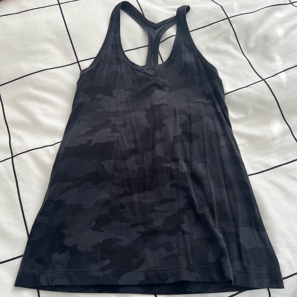 LULU LEMON black Camouflage Racerback Tank Top size L never worn